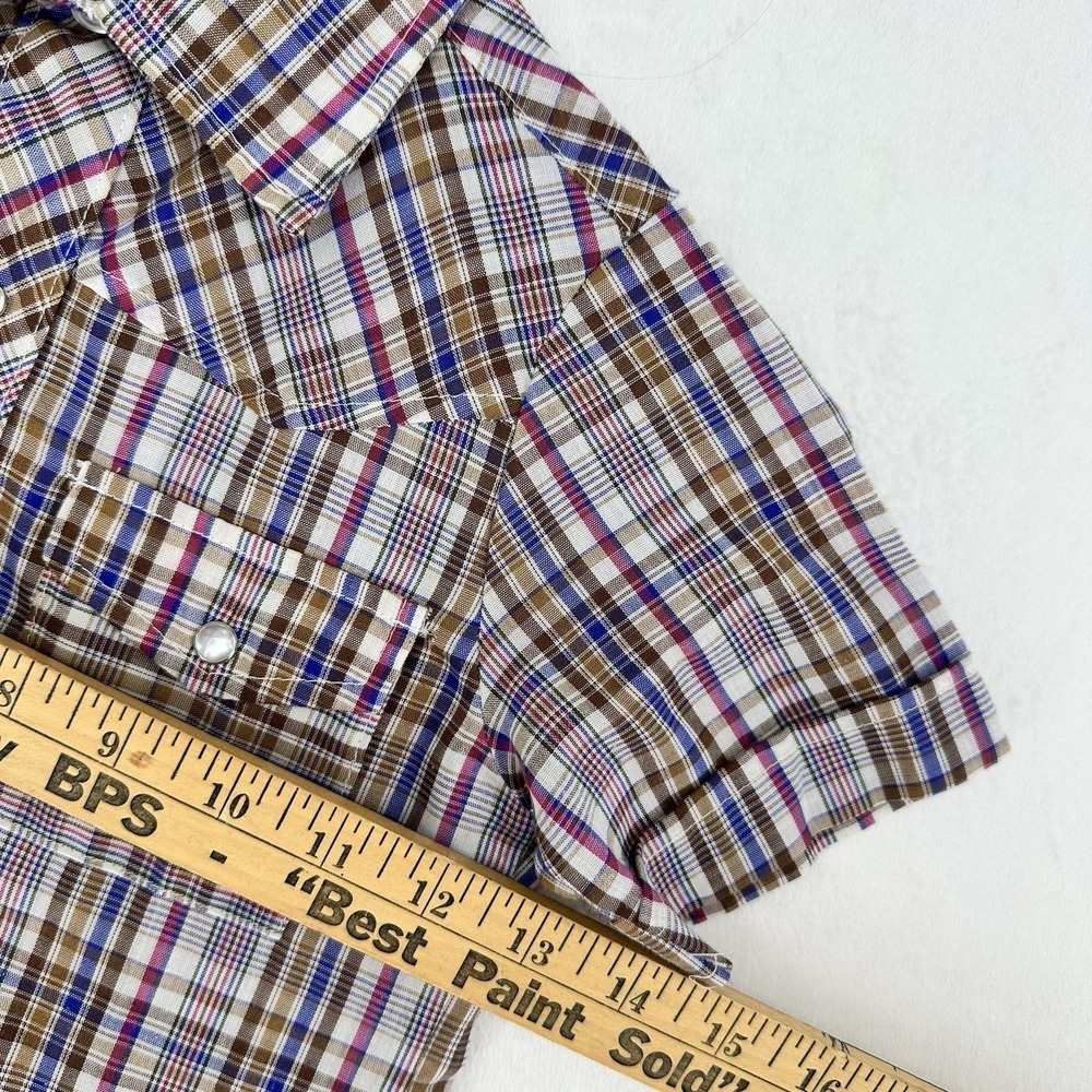 Vintage Kid Kountry Pearl Snap Shirt Kids Size 5 Western Plaid Rodeo USA Made - Picture 5 of 6